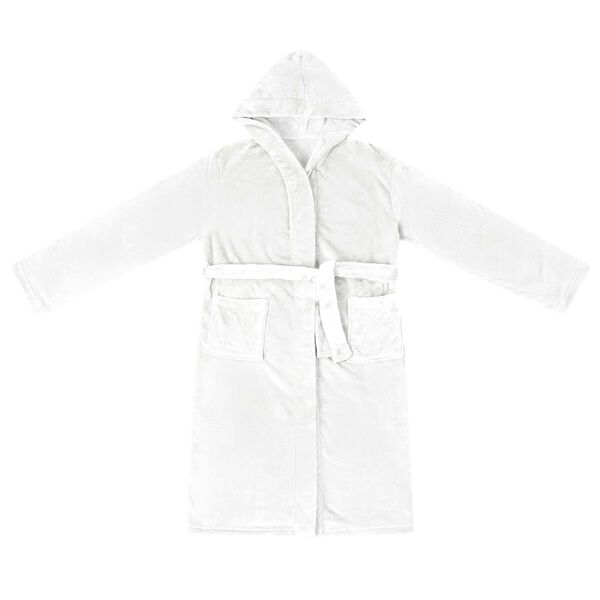 vidaXL Peignoir avec capuche Blanc l Flanelle