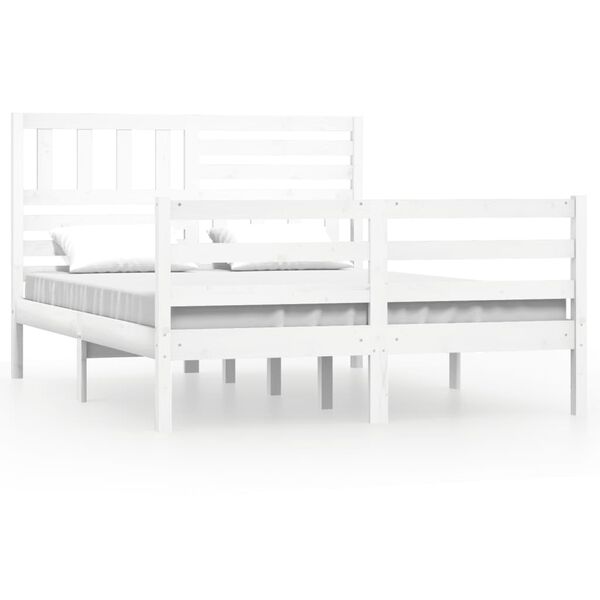 vidaXL Cadre de lit sans matelas blanc bois massif 160x200 cm