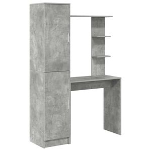 vidaXL Bureau avec &eacute;tag&egrave;re avec stockage 2 pi&egrave;ces Gris b&eacute;ton