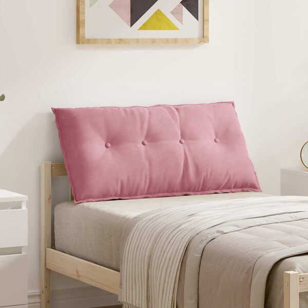 vidaXL Coussin de Dos Rose 100 x 50 cm Tissu en velours c&ocirc;tel&eacute;