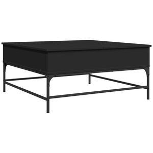 vidaXL Table basse noir 95x95x45 cm bois d'ing&eacute;nierie et m&eacute;tal