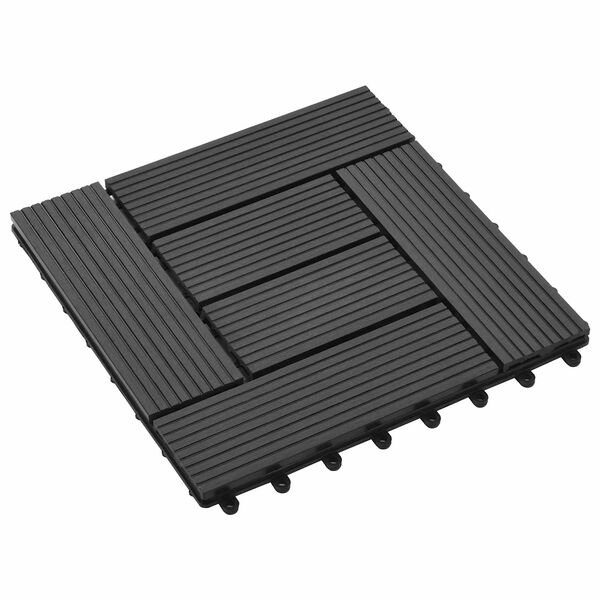 vidaXL Carreau de terrasse 11 pcs Noir 30 x 30 cm WPC