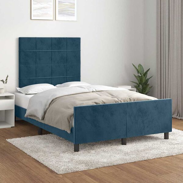 vidaXL Cadre de lit sans matelas bleu fonc&eacute; 120x190 cm velours