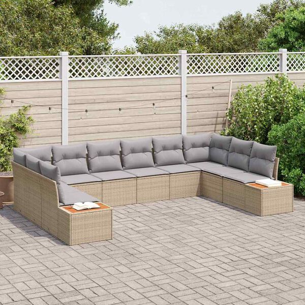 vidaXL Ensemble de canap&eacute; de jardin 10 pcs beige et gris clair