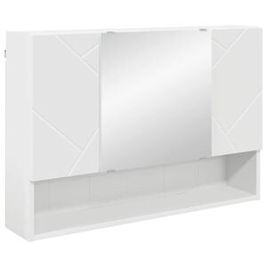 vidaXL Armoire Miroir Blanc 80 x 17 x 55 cm Bois d'ing&eacute;nierie