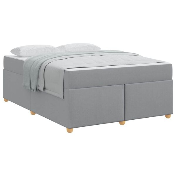 vidaXL Cadre de lit avec matelas Gris clair 160 x 200 cm tissu