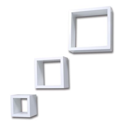 vidaXL Ensemble de 3 étagères cube blanc