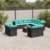 vidaXL Salon de jardin avec coussins 12 pcs noir r&eacute;sine tress&eacute;e