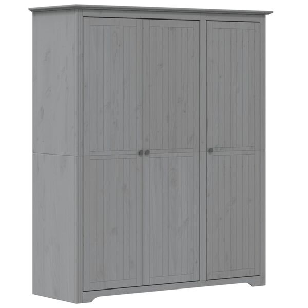 vidaXL Garde-robe BODO gris 146x53,5x173 cm bois massif de pin
