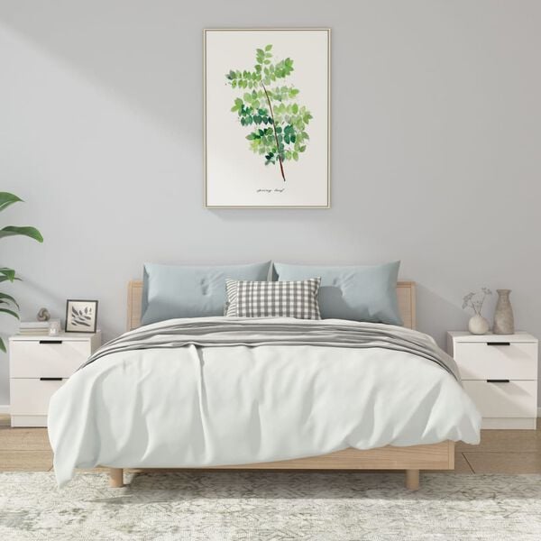 vidaXL Tables de chevet 2 pcs Blanc Bois d'ing&eacute;nierie