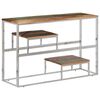 vidaXL Table console argent&eacute; inox et bois de r&eacute;cup&eacute;ration massif