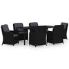 vidaXL Ensemble &agrave; manger de jardin 7 pcs Noir