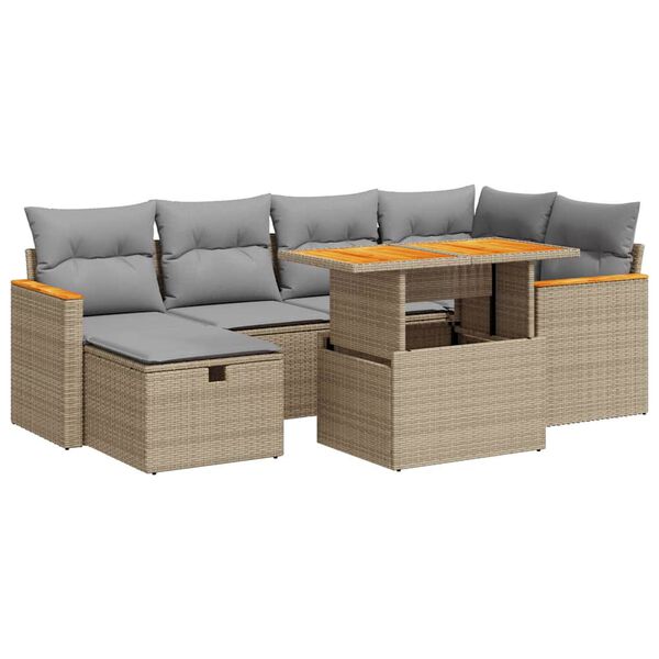 vidaXL Salon de jardin avec coussins 8 pcs beige r&eacute;sine tress&eacute;e