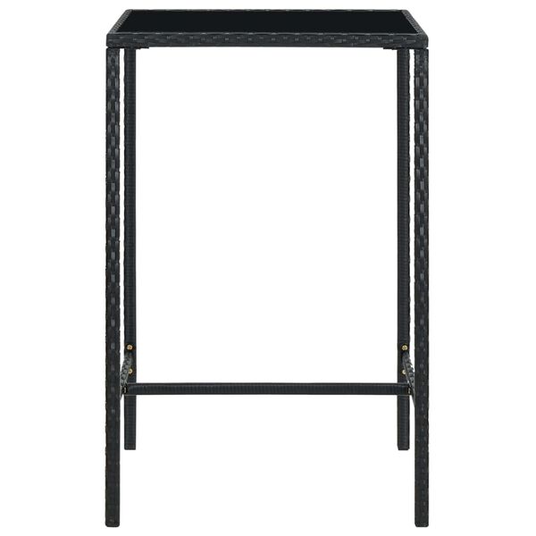 vidaXL Ensemble de bar de jardin 3 pcs et coussins Résine tressée Noir