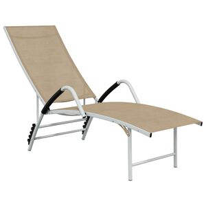 vidaXL Chaise longue Textil&egrave;ne et aluminium Cr&egrave;me