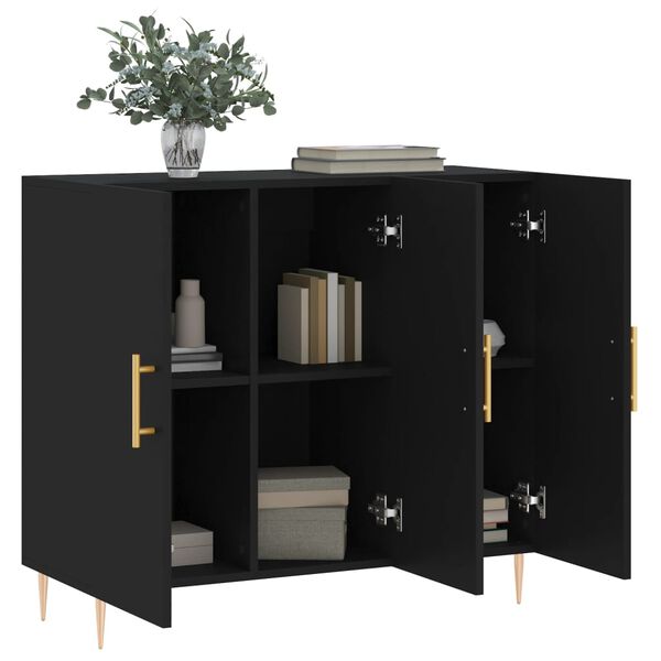 vidaXL Buffet noir 90x34x80 cm bois d'ingénierie