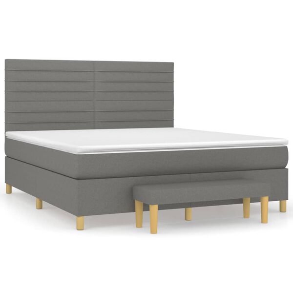 vidaXL Sommier &agrave; lattes de lit avec matelas Gris fonc&eacute; 160x200cm Tissu