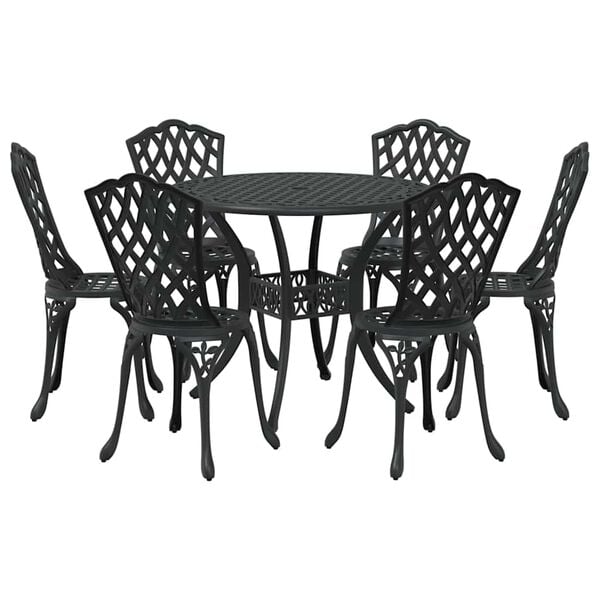 vidaXL Ensemble de salle &agrave; manger pour jardin 7 pcs Noir Aluminium