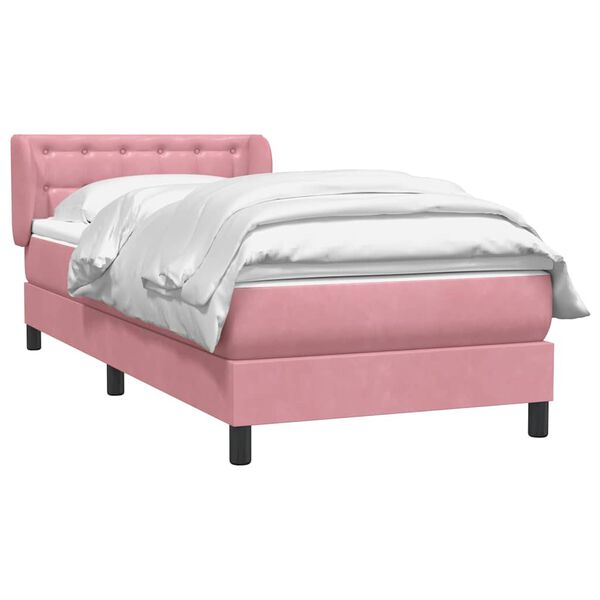 vidaXL Sommier &agrave; lattes de lit avec matelas rose 90x210 cm velours