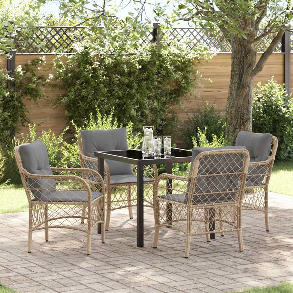 vidaXL Ensemble de salle &agrave; manger pour jardin 5 pcs Beige polyrotin
