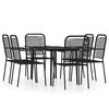 vidaXL Ensemble &agrave; manger de jardin 7 pcs Noir
