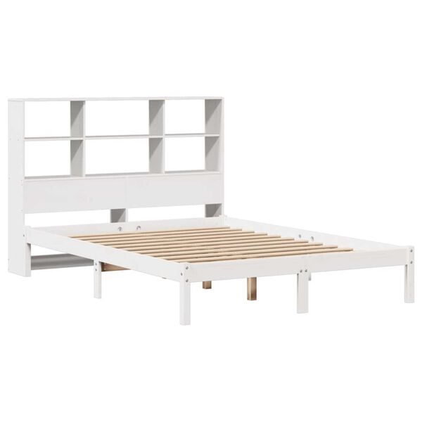 vidaXL Lit biblioth&egrave;que sans matelas blanc 140x190 cm bois pin massif
