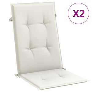 vidaXL Coussins de chaise &agrave; dossier haut lot de 2 cr&egrave;me m&eacute;lang&eacute; tissu