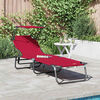 vidaXL Chaise longue pliante avec coussin Rouge 56 x 190 x 81cm tissu