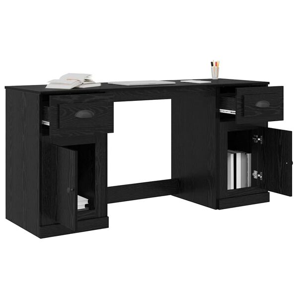 vidaXL Bureau avec armoire avec tiroir Ch&ecirc;ne noir 154,5 x 50 x 75 cm