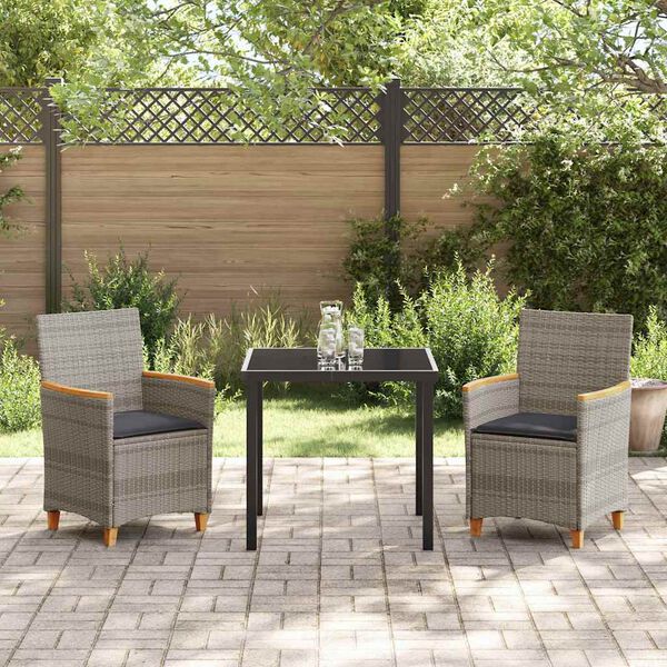vidaXL Ensemble de salle &agrave; manger pour jardin 3 pcs Gris polyrotin