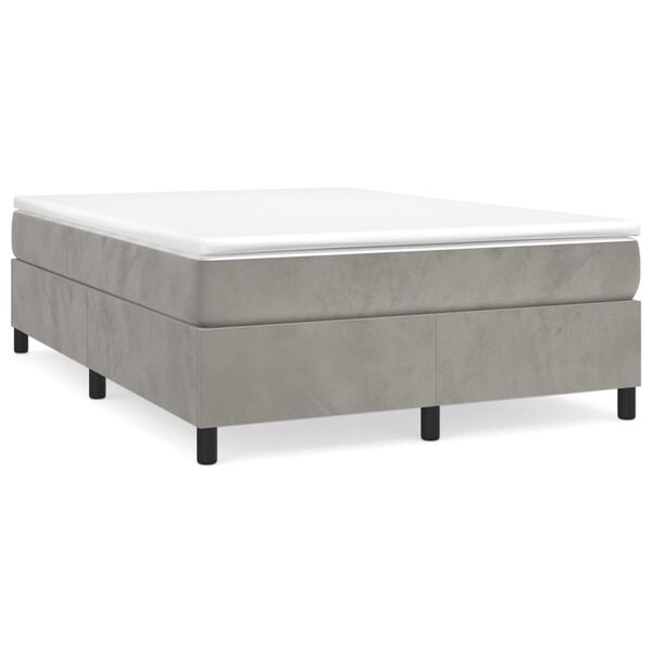 vidaXL Sommier &agrave; lattes de lit et matelas Gris clair 140x200cm Velours