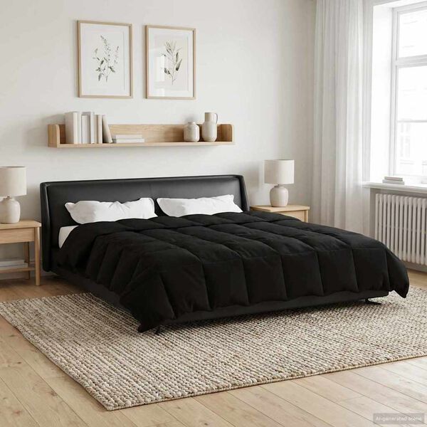 vidaXL Duvet complet toute l'ann&eacute;e Noir 200 x 240 cm Microfibre