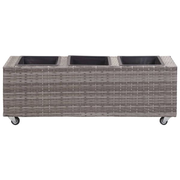 vidaXL Lit surélevé de jardin à 3 pots 100x30x36cm Résine Tressée Gris