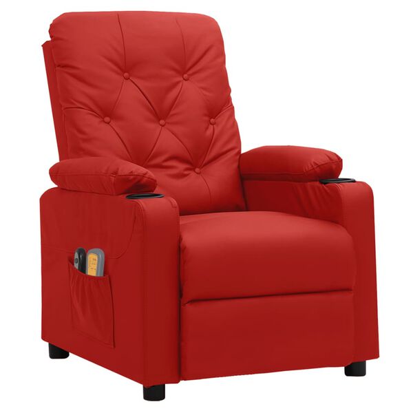 vidaXL Fauteuil de massage &eacute;lectrique Rouge bordeaux Similicuir