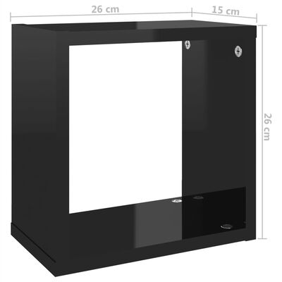 vidaXL Étagères cube murales 6 pcs Noir brillant 26x15x26 cm