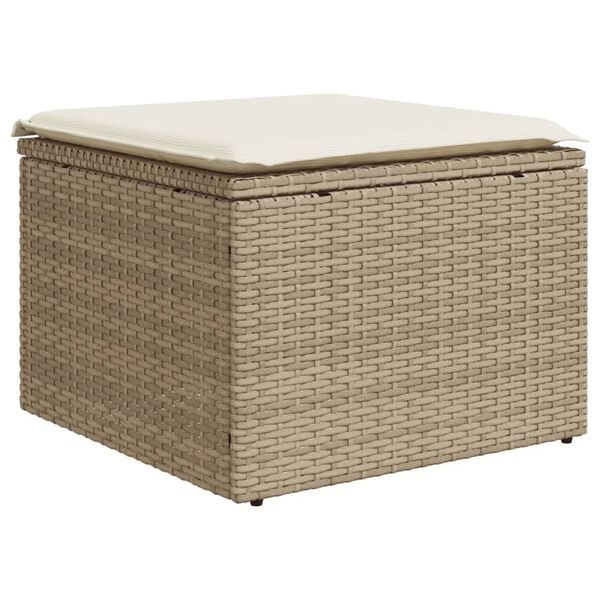 vidaXL Salon de jardin avec coussins 8 pcs beige r&eacute;sine tress&eacute;e