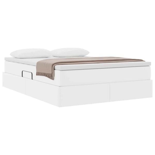 vidaXL Lit avec rangement et matelas Blanc 140 x 190 cm Simili cuir