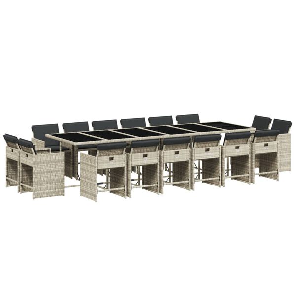 vidaXL Ensemble &agrave; manger de jardin et coussins 17 pcs gris clair rotin