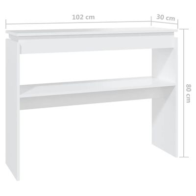 vidaXL Table console Blanc 102x30x80 cm Aggloméré