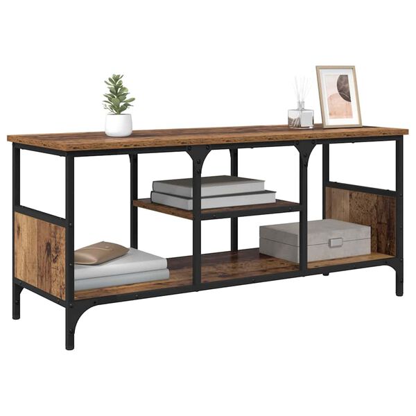 vidaXL Meuble TV Bois Ancien 100 x 35 x 45 cm Bois d'ing&eacute;nierie et fer