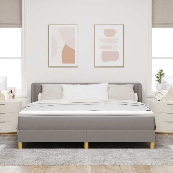 vidaXL Lit &agrave; ressorts avec matelas Taupe 180 x 200 cm tissu