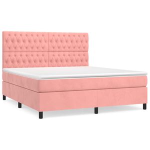 vidaXL Sommier &agrave; lattes de lit avec matelas Rose 180x200 cm Velours