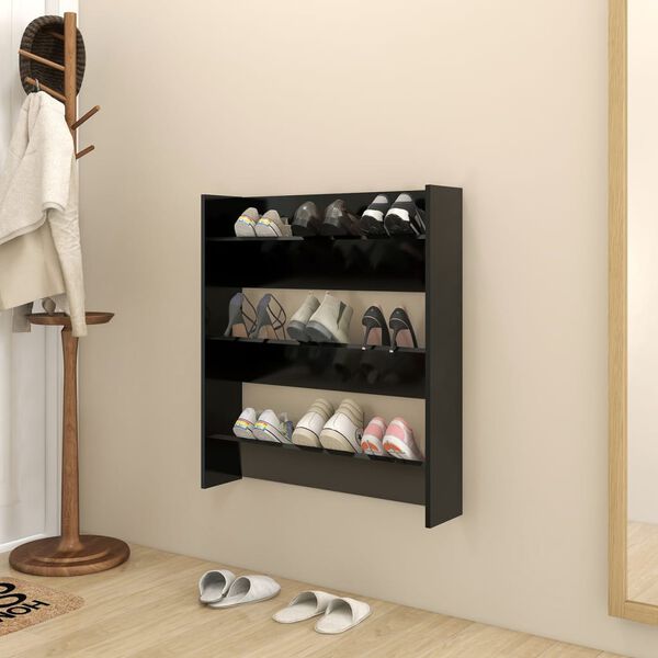vidaXL Armoire &agrave; chaussures murale noir 80x18x90 cm bois d'ing&eacute;nierie