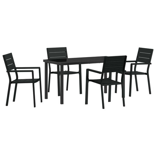 vidaXL Ensemble de salle &agrave; manger pour jardin 5 pcs Noir