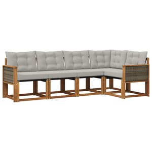 vidaXL Ensemble de canap&eacute;s d'ext&eacute;rieur 5 pcs Naturel et gris clair