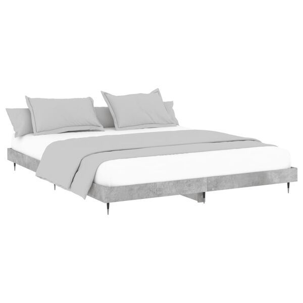 vidaXL Cadre de lit sans matelas gris b&eacute;ton 200x200 cm