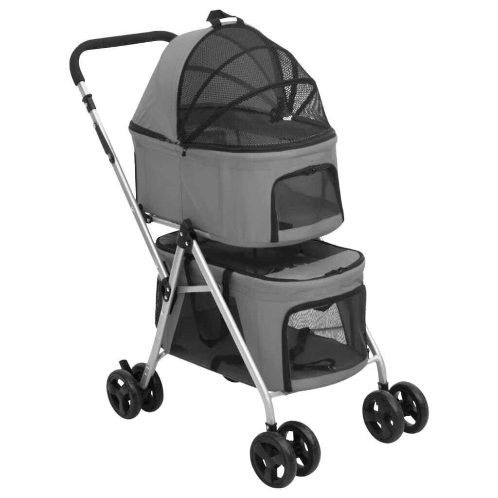 vidaXL Poussette pour chien pliante 2 niveaux Gris 83x48x97 cm