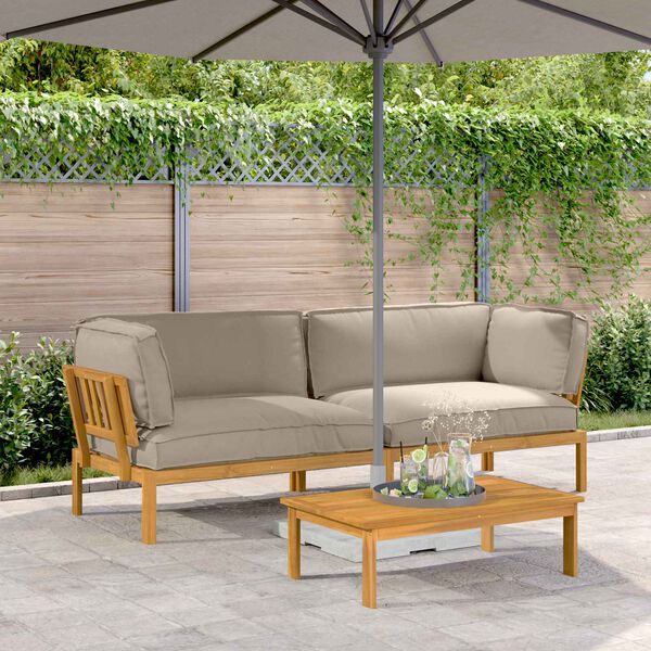 vidaXL Ensemble de Canap&eacute;s Uni 2 pcs Taupe Bois d'Acacia Massif