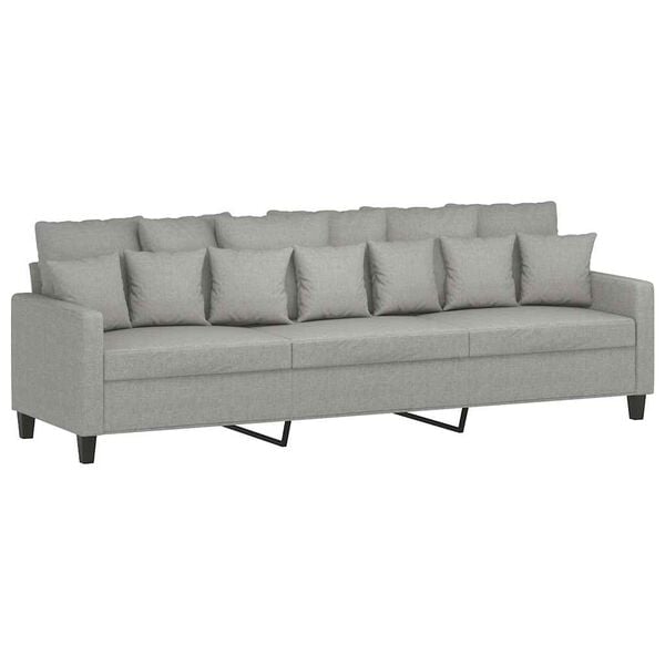 vidaXL Canap&eacute; &agrave; 3 places avec repose-pieds Gris clair 210 cm Tissu