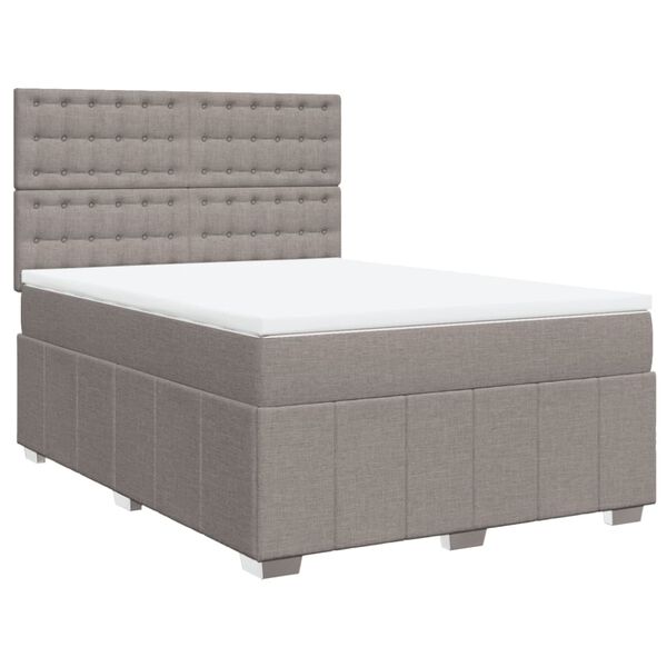 vidaXL Sommier &agrave; lattes de lit avec matelas Taupe 140x190 cm Tissu